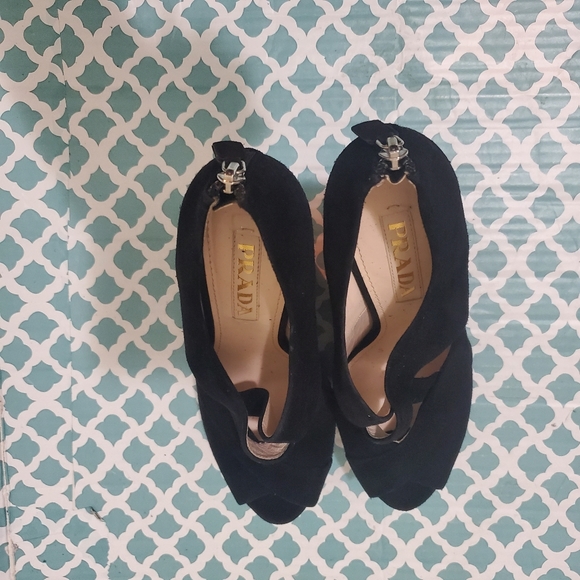 PRADASuede Cutout Accent Sandals - Picture 8 of 16